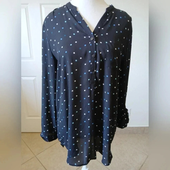 Worthington‎ Womens Tunic Black Roll Tab Sleeve Medium - Picture 4 of 16